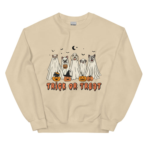 Cute Ghost Dogs Trick or Treat Sweatshirt - Fetching Halloween Fun!