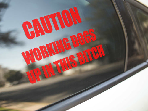 CAUTION Working Dogs Car Decal