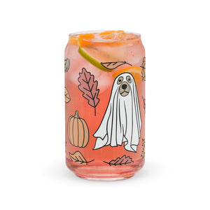 Fall Themed Ghost Dog Glass Can Cup