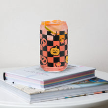 Load image into Gallery viewer, Charming Checkered Halloween Glass Can Cup - Sip in Spooktacular Style!