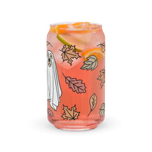Load image into Gallery viewer, Fall Themed Ghost Dog Glass Can Cup