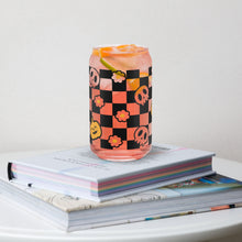 Load image into Gallery viewer, Charming Checkered Halloween Glass Can Cup - Sip in Spooktacular Style!