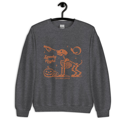 Spooky Night Skeleton Dog Halloween Sweatshirt – Cute & Fun Halloween Jumper