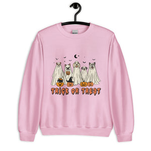 Cute Ghost Dogs Trick or Treat Sweatshirt - Fetching Halloween Fun!