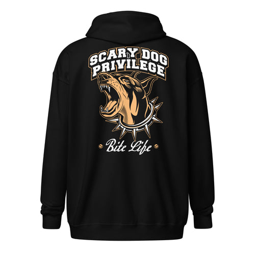 Scary Dog Privilege Doberman Zip-Up Hoodie