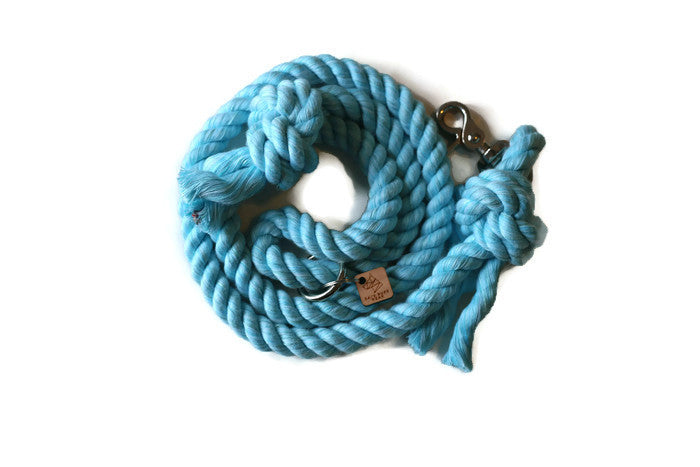 Aqua Knotted Rope Dog Leash