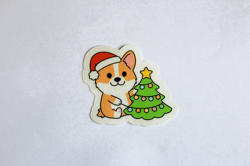 Corgi Christmas Tree Sticker