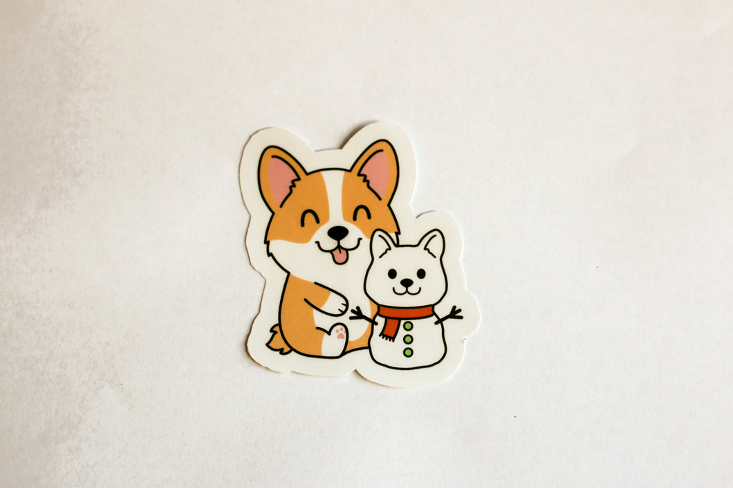Corgi Winter Sticker