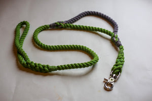 Green Rope Dog Leash with Grey Traffic Handle