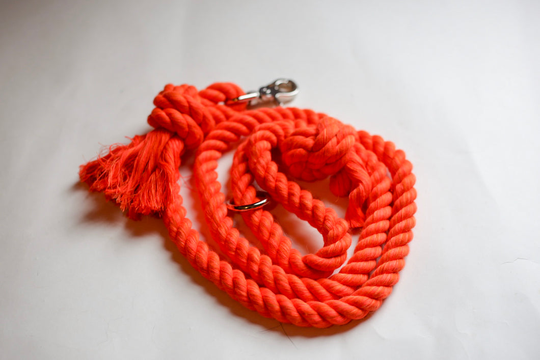 Orange Knotted Rope Leash