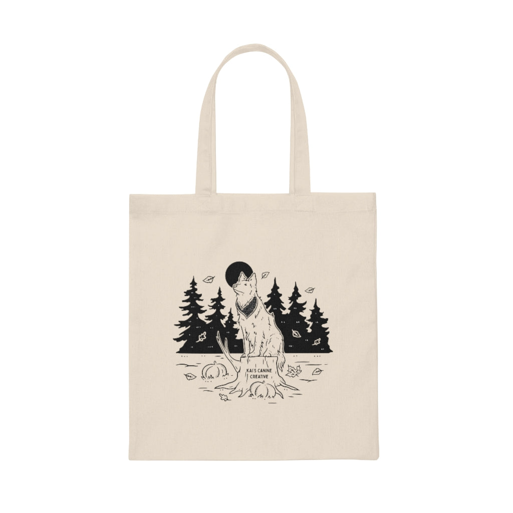 Autumn Dog Canvas Tote Bag