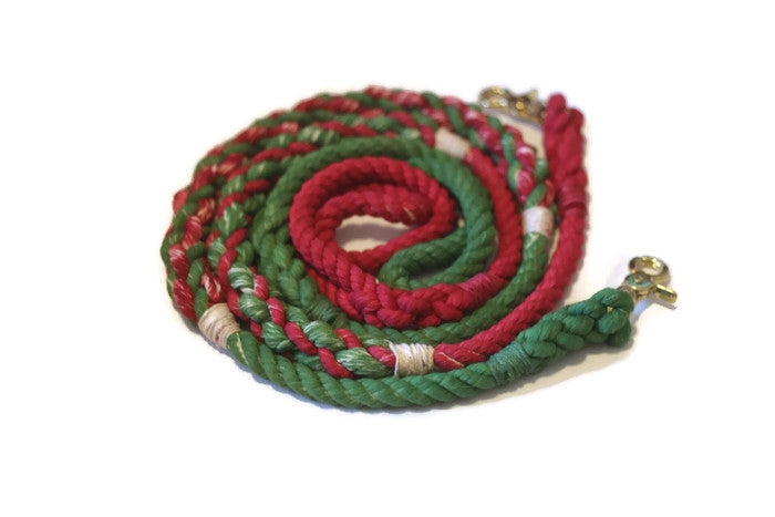 Green and Red Rope Dog Leash - Kai's Ruff Wear