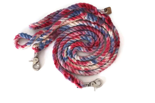 Red, White, and Blue Tie Dye Rope Leash - Kai's Ruff Wear