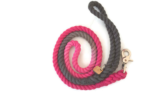 Pink and Grey Rope Dog Leash - Kai's Ruff Wear