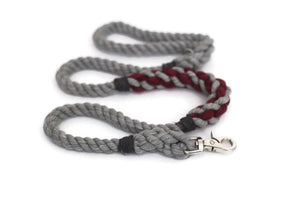 Grey and Burgundy Rope Dog Leash - Kai's Ruff Wear