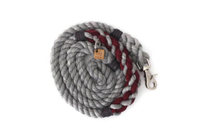 Grey and Burgundy Rope Dog Leash - Kai's Ruff Wear