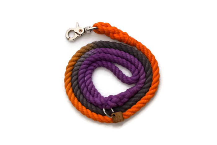 Black, Orange, and Purple Rope Dog Leash - Kai's Ruff Wear