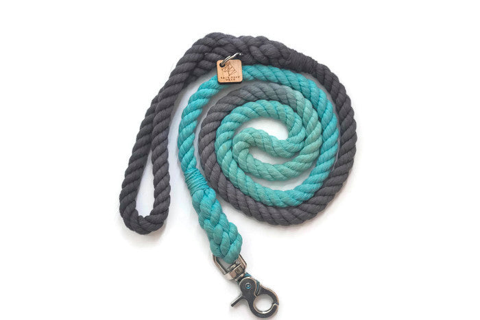Grey and Aqua Rope Dog Leash - Kai's Ruff Wear