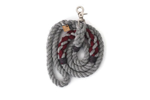 Grey and Burgundy Rope Dog Leash - Kai's Ruff Wear