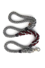Load image into Gallery viewer, Grey and Burgundy Rope Dog Leash - Kai&#39;s Ruff Wear