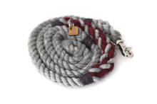 Load image into Gallery viewer, Grey and Burgundy Rope Dog Leash - Kai&#39;s Ruff Wear